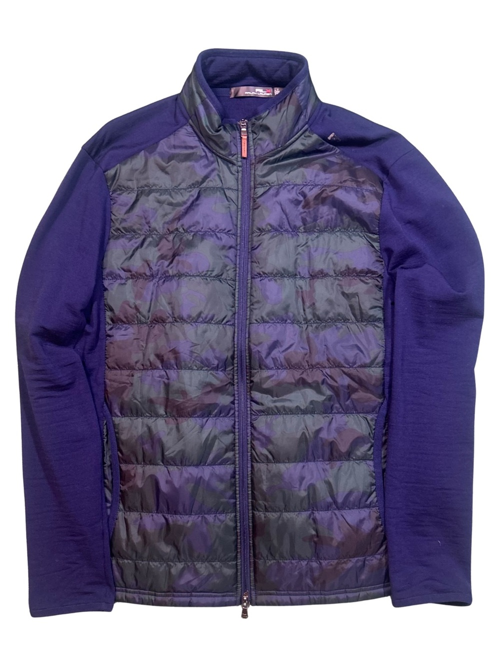 RLX Ralph Lauren Navy Blue Green Camo Quilted Full-Zip Performance Jacket GUC M